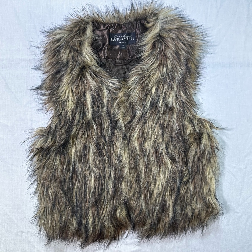 Donna Slayers Fabulous Furs Brown Faux Fur Vest - medium​
